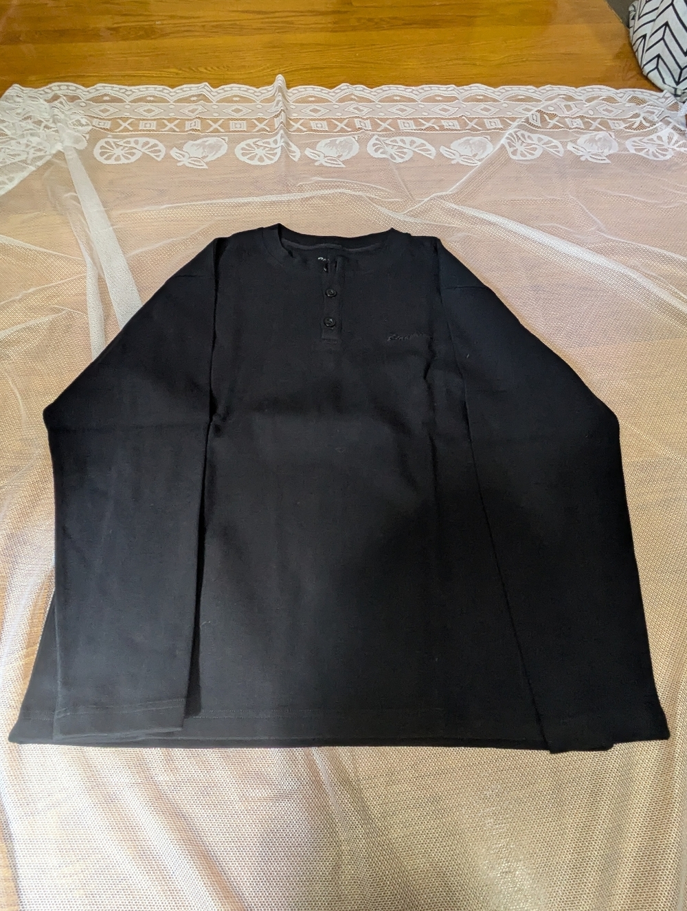 Eddie Bauer Black Long-Sleeve Henley Shirt NEW unused